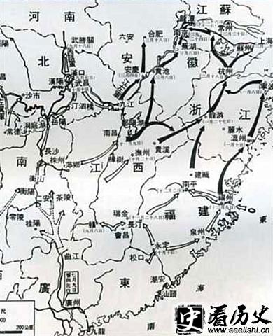 北伐战争路线图