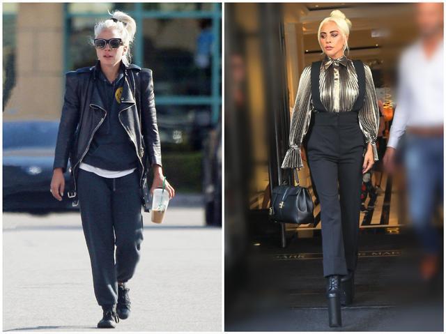 Lady Gaga紧身皮裙秀身材，踩两根“锥子”如履平地身高何止155